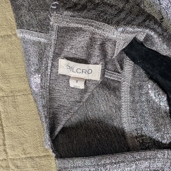 Anthropologie Pilcro Cap-Sleeve Mock-Neck Metallic Top - Picture 4 of 4